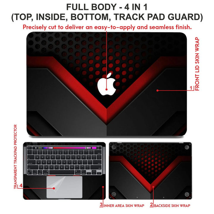 Laptop Skin for Apple MacBook - Black Red Net Hole - SkinsLegend