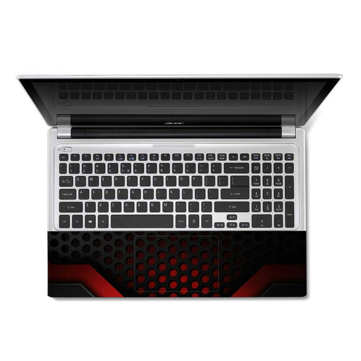 Full Panel Laptop Skin - Black Red Net Hole