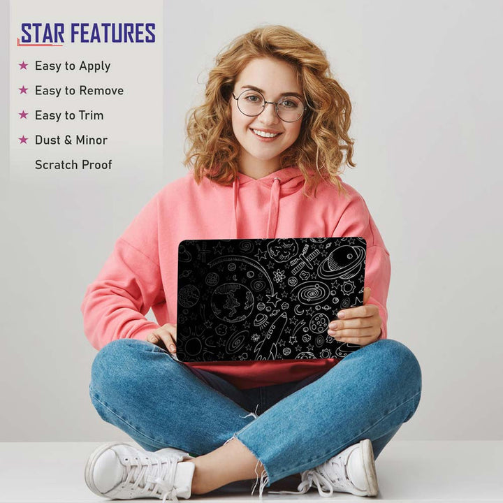 Full Panel Laptop Skin - Black Shaded Planets