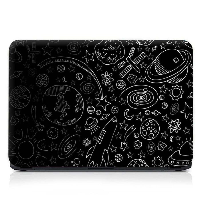 Full Panel Laptop Skin - Black Shaded Planets