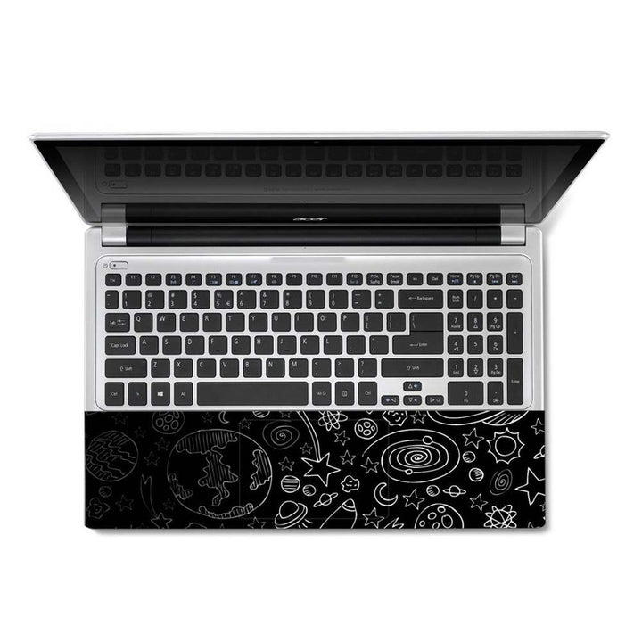 Full Panel Laptop Skin - Black Shaded Planets