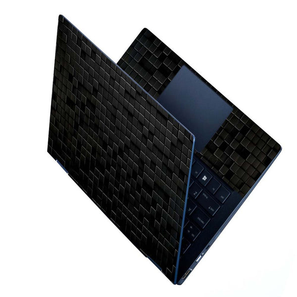 Full Panel Laptop Skin - Black Square Tiles