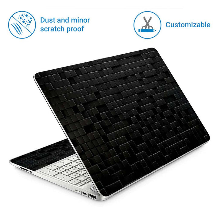 Full Panel Laptop Skin - Black Square Tiles