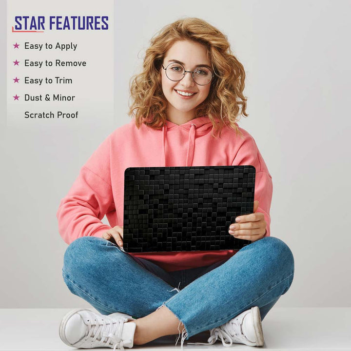 Full Panel Laptop Skin - Black Square Tiles