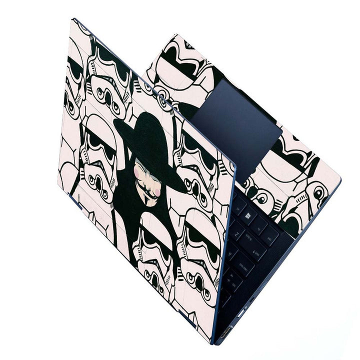 Full Panel Laptop Skin - Black White Faces