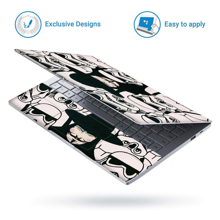 Full Panel Laptop Skin - Black White Faces