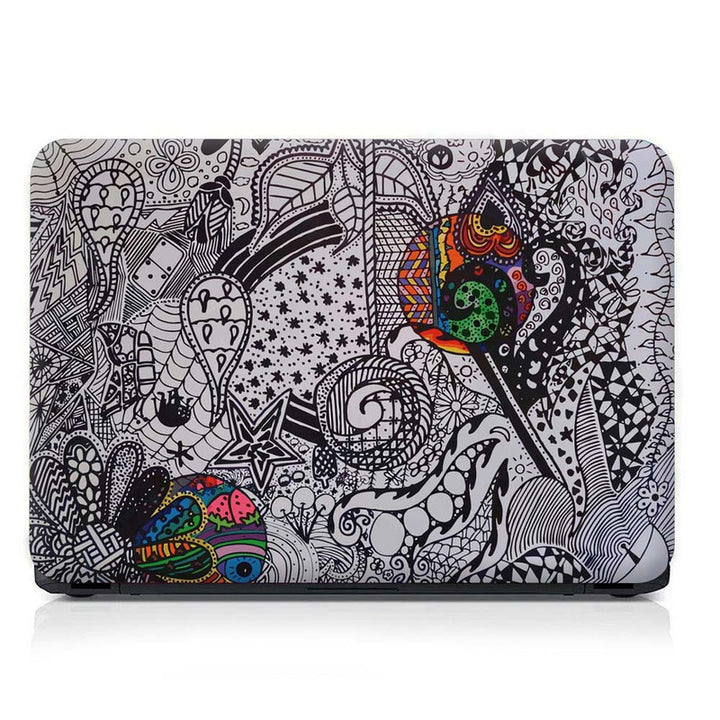 Full Panel Laptop Skin - Black White Paisley