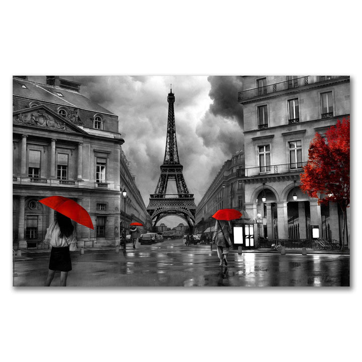 FineArts Rolled Canvas Painting - Black and White Paris With Eiffel Tower