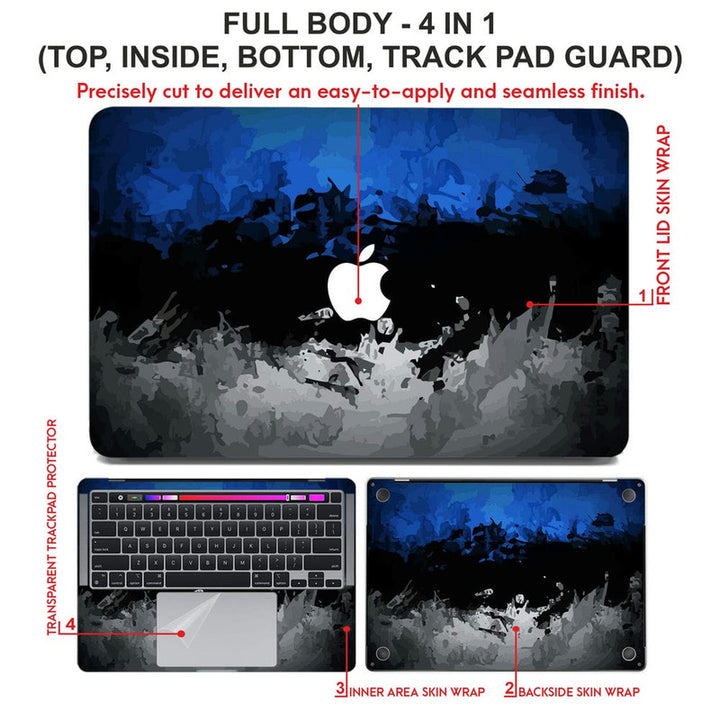 Laptop Skin for Apple MacBook - Blue Black Grey Art - SkinsLegend