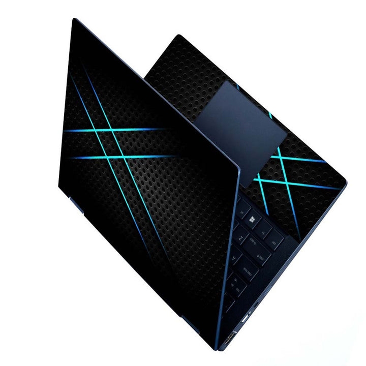 Full Panel Laptop Skin - Blue Cross Black Net