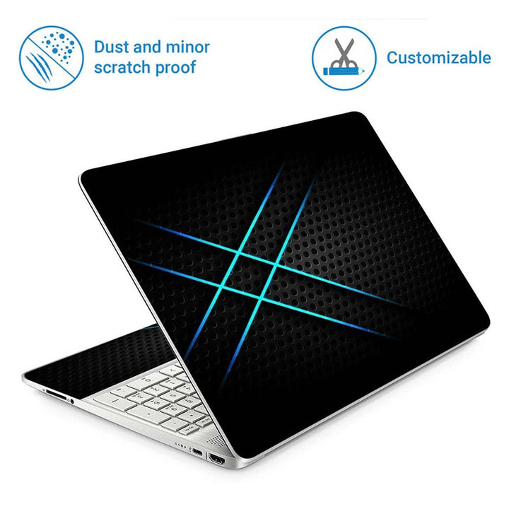 Full Panel Laptop Skin - Blue Cross Black Net