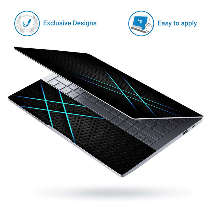 Full Panel Laptop Skin - Blue Cross Black Net