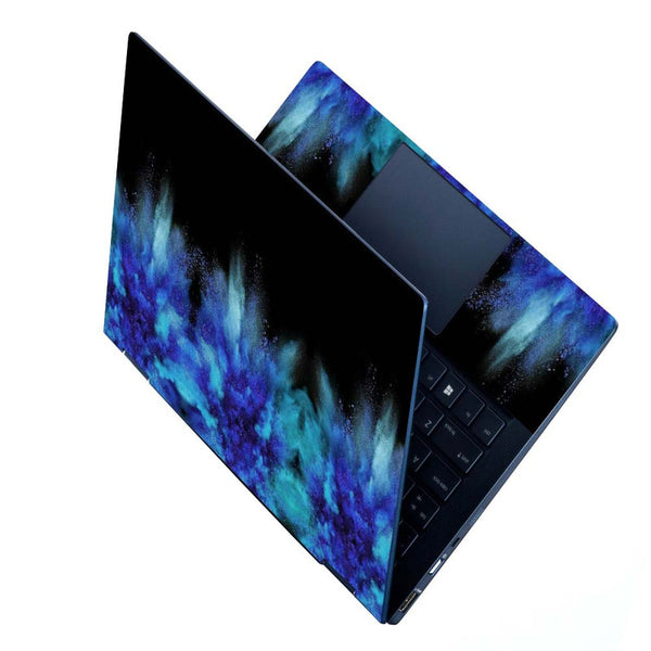 Full Panel Laptop Skin - Blue Dust on Black