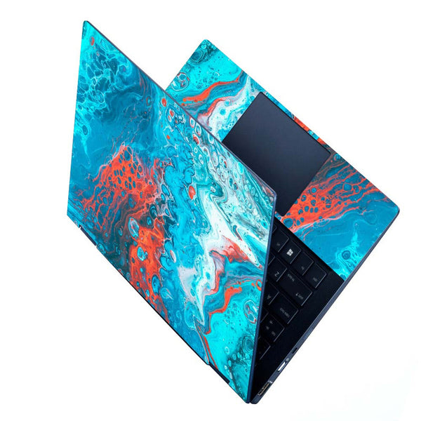 Full Panel Laptop Skin - Blue Orange Stone Art