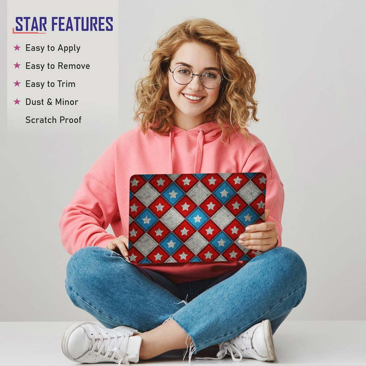 Full Panel Laptop Skin - Blue Red Star