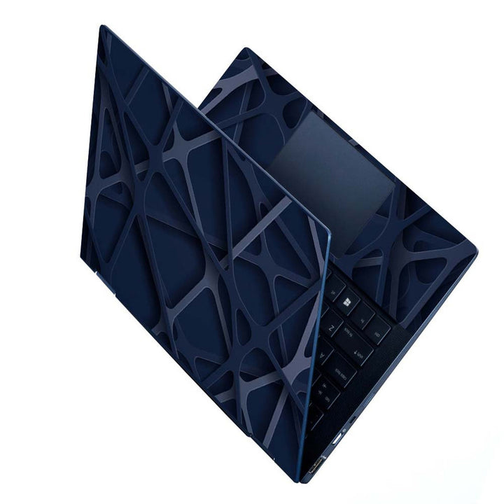 Full Panel Laptop Skin - Blue Shaded Bars Design