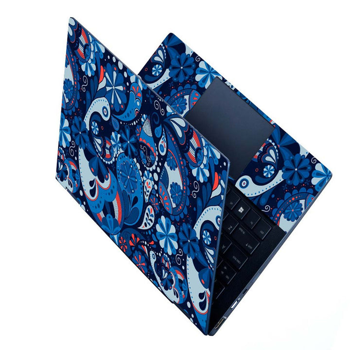 Full Panel Laptop Skin - Blue Shaded Paisley