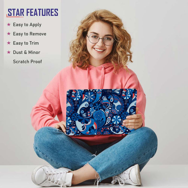 Full Panel Laptop Skin - Blue Shaded Paisley