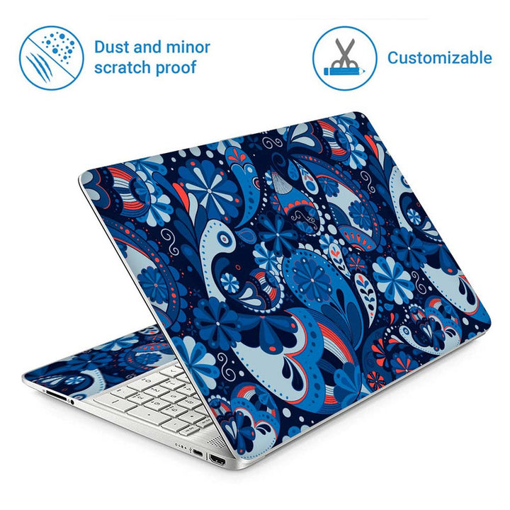 Full Panel Laptop Skin - Blue Shaded Paisley