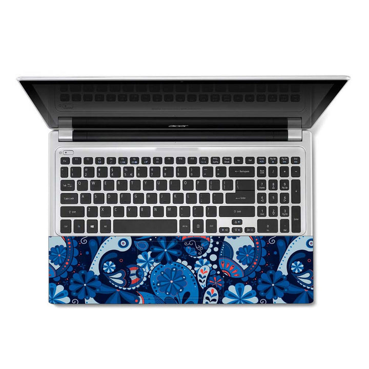 Full Panel Laptop Skin - Blue Shaded Paisley