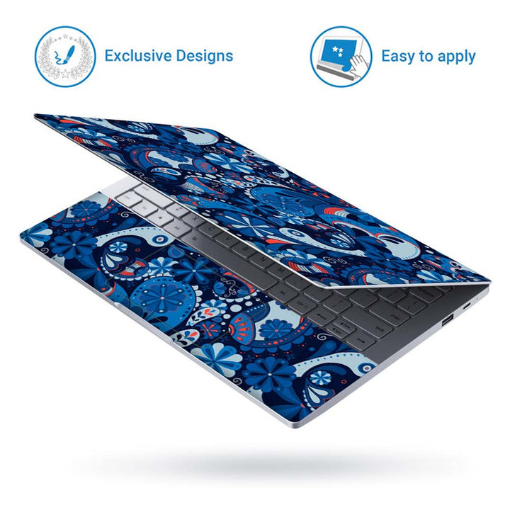 Full Panel Laptop Skin - Blue Shaded Paisley