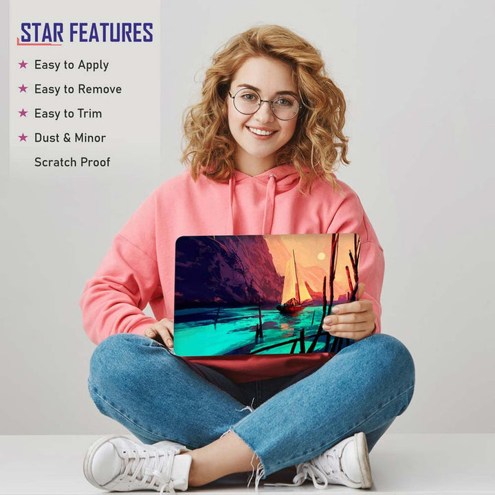 Full Panel Laptop Skin - Boat Green Water