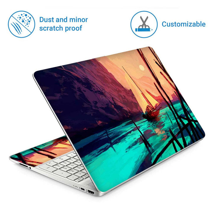 Full Panel Laptop Skin - Boat Green Water