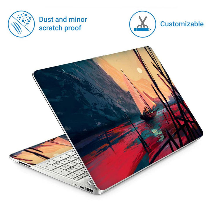 Full Panel Laptop Skin - Boat Red Water