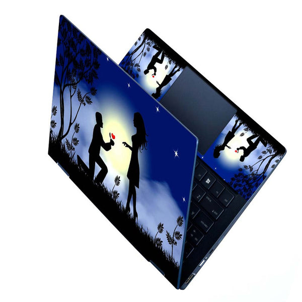 Full Panel Laptop Skin - Boy Give Love Symbol to Girl