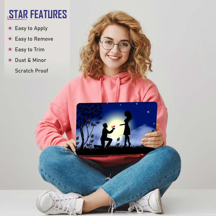 Full Panel Laptop Skin - Boy Give Love Symbol to Girl