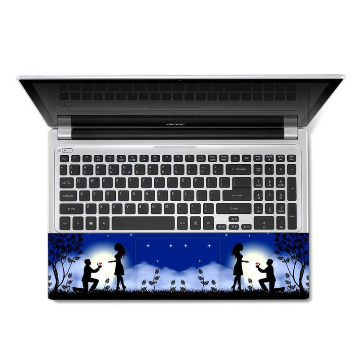 Full Panel Laptop Skin - Boy Give Love Symbol to Girl