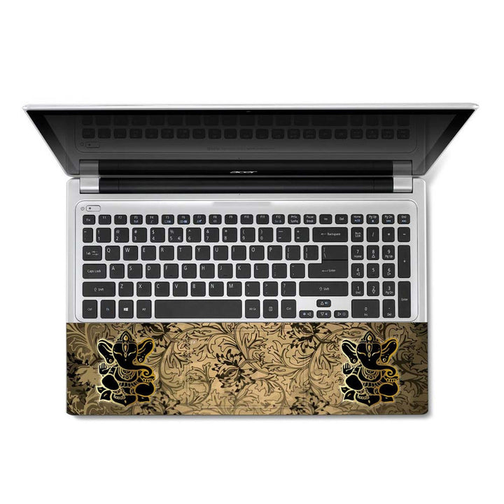 Full Panel Laptop Skin - Brown Ganesh Brown Floral