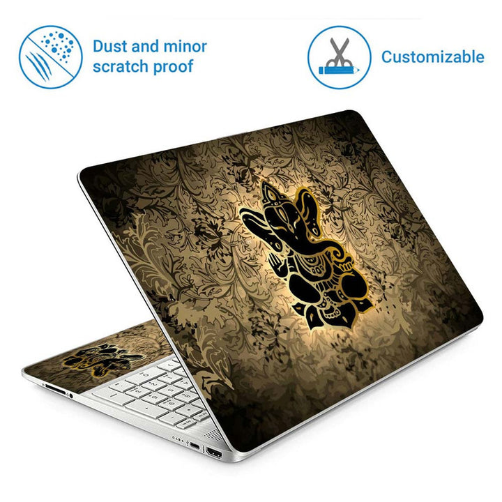 Full Panel Laptop Skin - Brown Ganesh Brown Floral