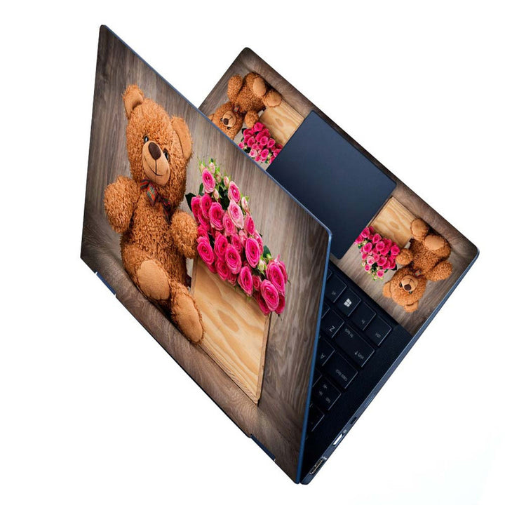 Full Panel Laptop Skin - Brown Teddy Wooden