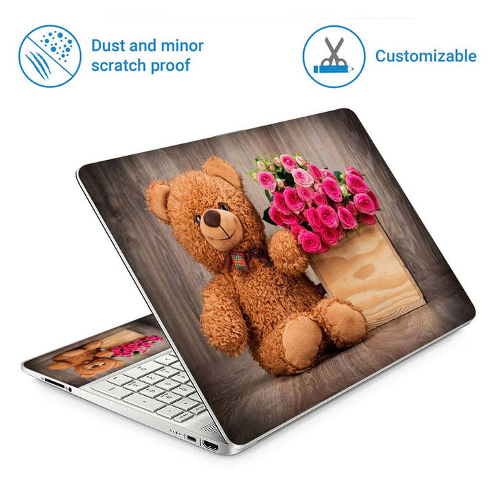 Full Panel Laptop Skin - Brown Teddy Wooden