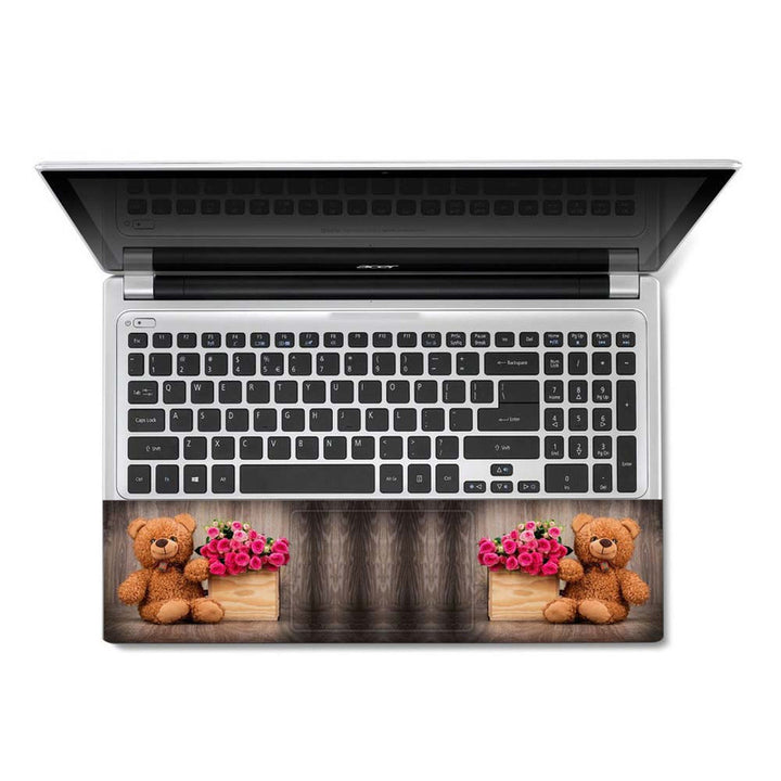 Full Panel Laptop Skin - Brown Teddy Wooden