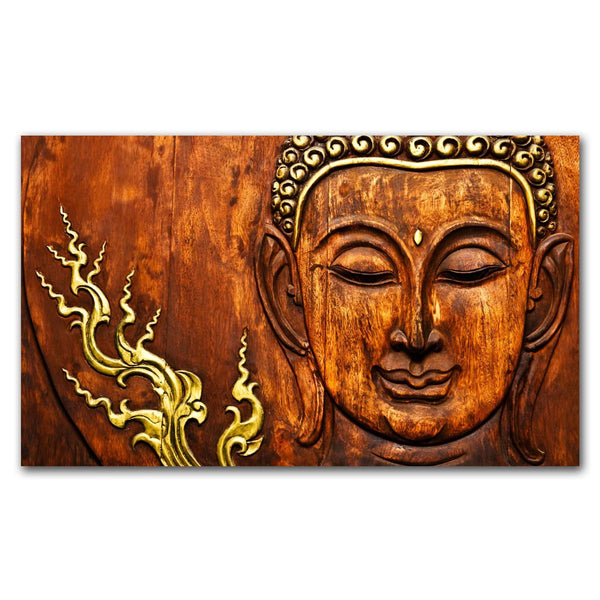 FineArts Rolled Canvas Painting - Buddha Woden Golden Art