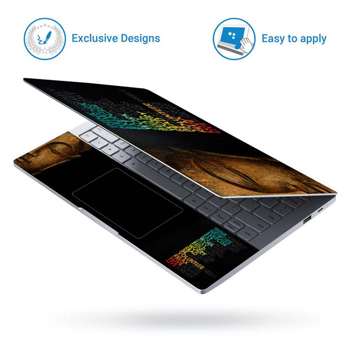 Full Panel Laptop Skin - Buddha Face with Motivational Words