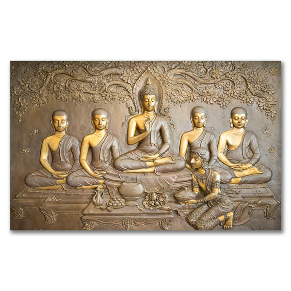 FineArts Rolled Canvas Painting - Buddha Meditation 3D Effect