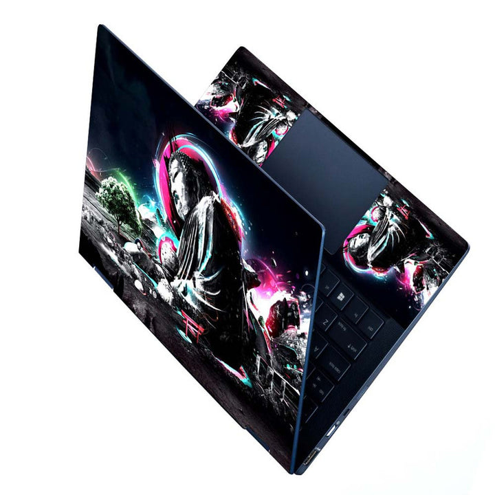 Full Panel Laptop Skin - Buddhism Neon Art