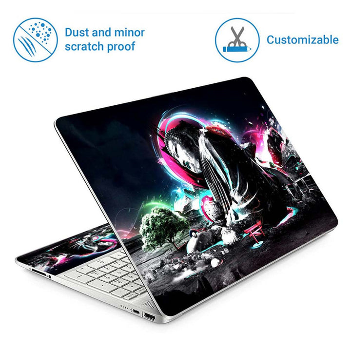 Full Panel Laptop Skin - Buddhism Neon Art