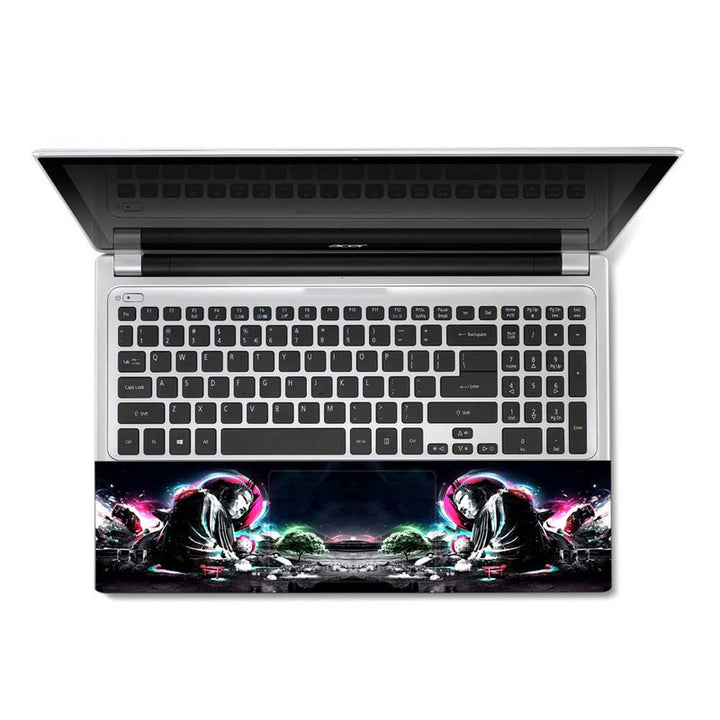 Full Panel Laptop Skin - Buddhism Neon Art