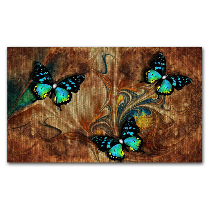 FineArts Rolled Canvas Painting - Butterflies on Brown Cloth