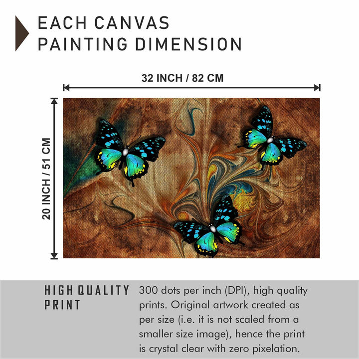 FineArts Rolled Canvas Painting - Butterflies on Brown Cloth