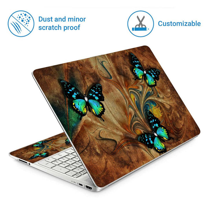 Full Panel Laptop Skin - Butterfly Painting Old Canvas Texture