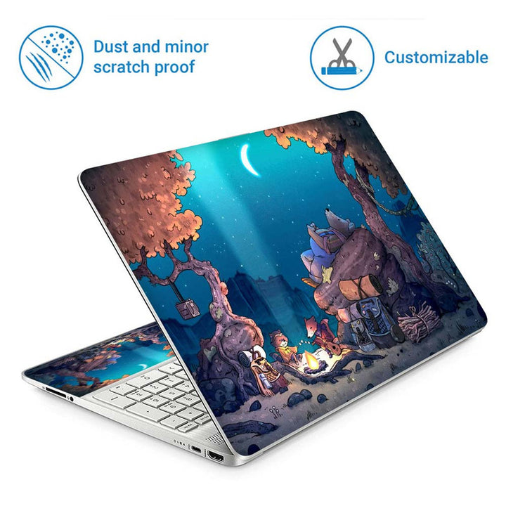 Full Panel Laptop Skin - Caccoon Night Camping Bonfire