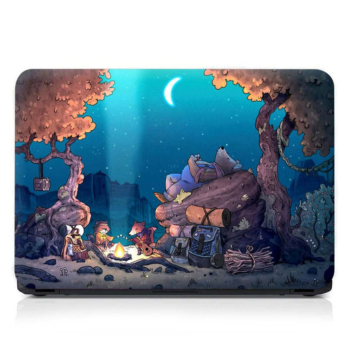 Full Panel Laptop Skin - Caccoon Night Camping Bonfire