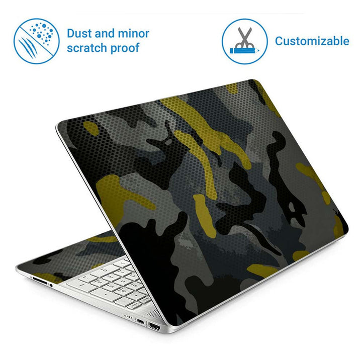 Full Panel Laptop Skin - Camouflage Black Pattern