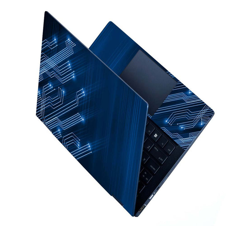 Full Panel Laptop Skin - Circuit on Blue