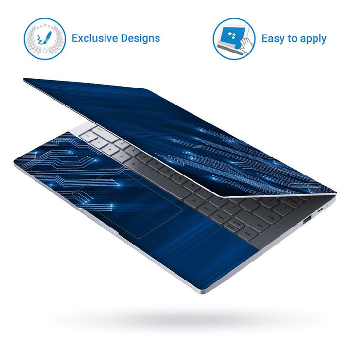 Full Panel Laptop Skin - Circuit on Blue